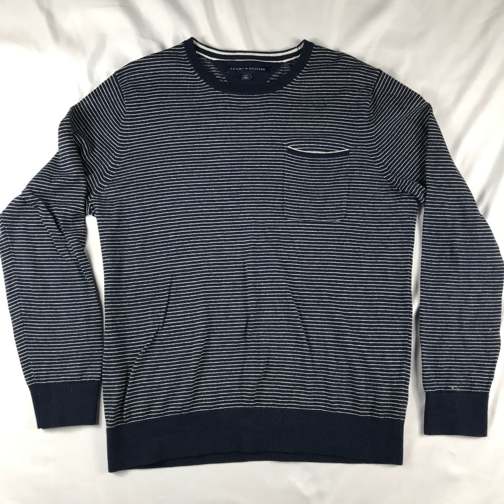 Tommy Hilfiger Men's Linen Cotton Striped Sweater